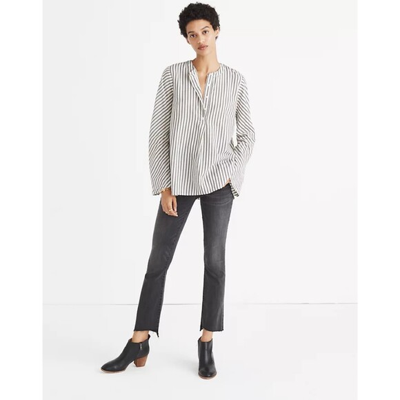 Madewell Striped Flare Sleeve 1/2 button Shirt size XS - Picture 1 of 13